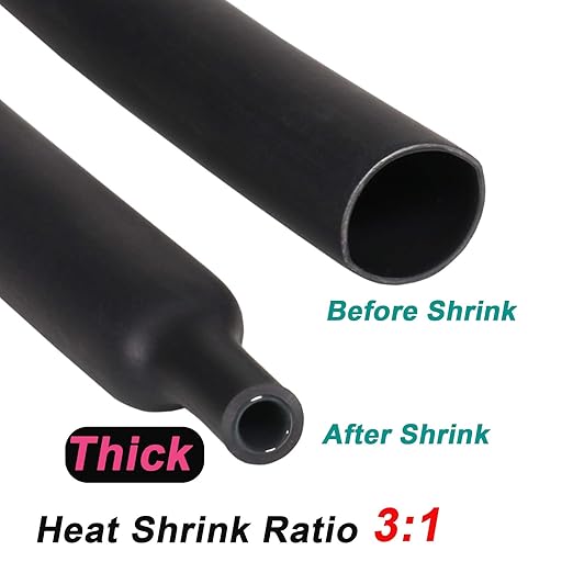 2 Pcs 1 inch (Diameter) 3:1 Waterproof Heat Shrink Tubing Kit, Large Marine Dual Wall Adhesive Shrinkable Wire Wrap Tube, Insulation Sealing Wear-Resistant Cable Protector by YUKSY (4ft, Black & Red)