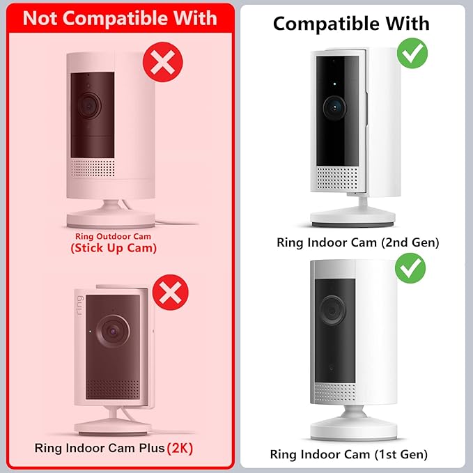 2 Pack Adhesive Wall Mount for Indoor Cam(1st Gen and 2nd Gen), Two Ways Easy Installation with Strong Tape and Screws, No Drilling, No Screws, Convenient and Practical Mount by ALERTCAM