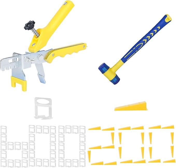 1/8 Inch Tile Leveling System Kit - 600 Spacers & 200 Reusable Wedges with Floor Tiles Pliers - Professional Stone & Ceramic Tile Installation Tools(200+600, 1/8)