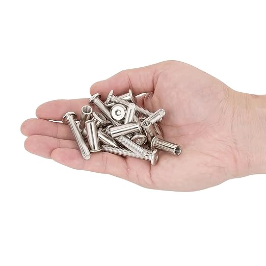 100 Sets Silver Metal Hexagon Socket Drive Bolt - M6x40mm Screw Bits for Wood Socket Cover Bolt Barrel Nut Kit, Fixing Post Screw Connecting, Screws Decorative Cap