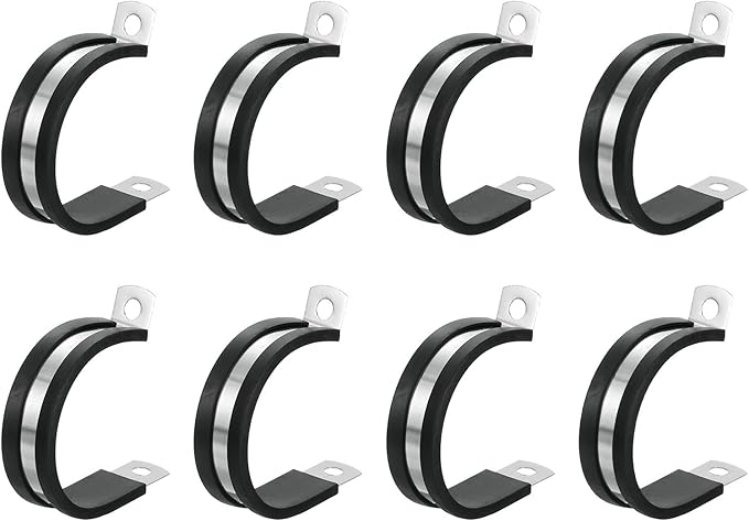 Uxcell 8-Pack 1.5" (38mm) Stainless Steel Rubber Cushioned Insulated Pipe Clamps