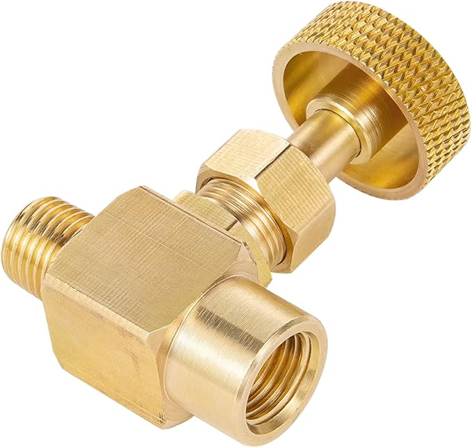2 Piece Heavy Duty Brass Instrument Replacement Control Needle Valve 1/4" Npt Female X 1/4" Npt Male Connection