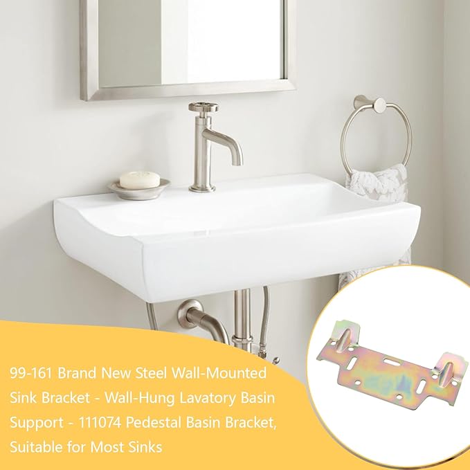 99-161 Wall Hung Sink Bracket, Heavy-Duty Metal Support Frame Compatible with American Standard 111074, 5.02"x3.06"x3.03", Replacement for Fits Most Gerber Pedestal Sinks（2 Pack）