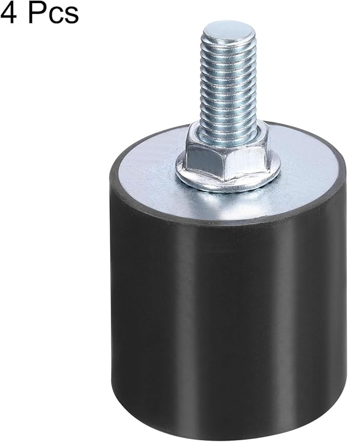 uxcell 6pcs M10x28mm Rubber Isolator Mounts with Studs 40x40mm Male Female Vibration Shock Absorber Zinc Plated Cylindrical Thread Mounts Anti Vibration Isolators with 6pcs M10 Lock Nuts