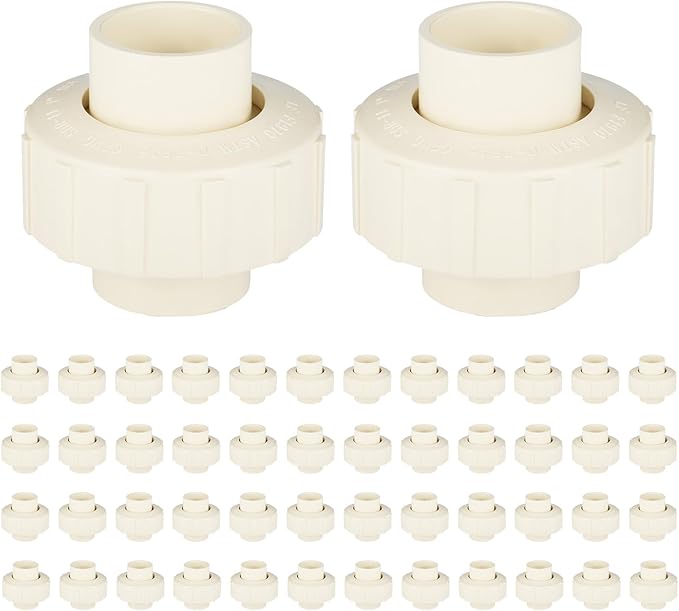 (50 Pack) EFIELD 1" Inch CPVC Slip Union, CTS x CTS Union Solvent Connection Fittings,(CPVC032-50PCS)