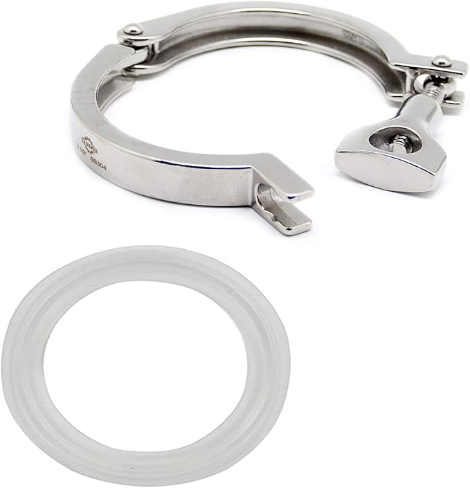 QiiMii Single Pin Heavy Duty Tri Clamps with Wing Nut Ferrule TC 2.5 Inch Stainless Steel 304 Sanitary Fittings with Silicone Gaskets