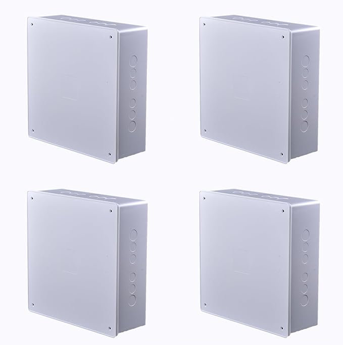 Co. 12" x 12" x 3" PVC Plastic Junction Conduit Box with Pre Molded 3/4" & 1" Punch in Holes (4 Pack)