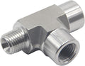 HFS(R) 304 Stainless Steel FORGED Pipe Fitting NPT Tee, 3/8" NPT Male x 3/8" NPT Female x 3/8" NPT Female, 3 Ways Branch Tee Connector Pipe Fitting