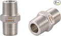 2PCS Hex Nipple 3/8" x 3/8" Male Pipe Fittings, 304 Stainless Steel 3/8 inch NPT Threaded Pipe Adapter Fittings, Male Straight Connector Pipe Fitting