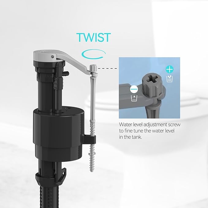 R&T Toilet Fill Valve A1320, Toilet Repair Kit Inside Tank, Universal Toilet Replacement Kit, Quiet and Fast Fill Water, Height Adjustable, Easy to Install