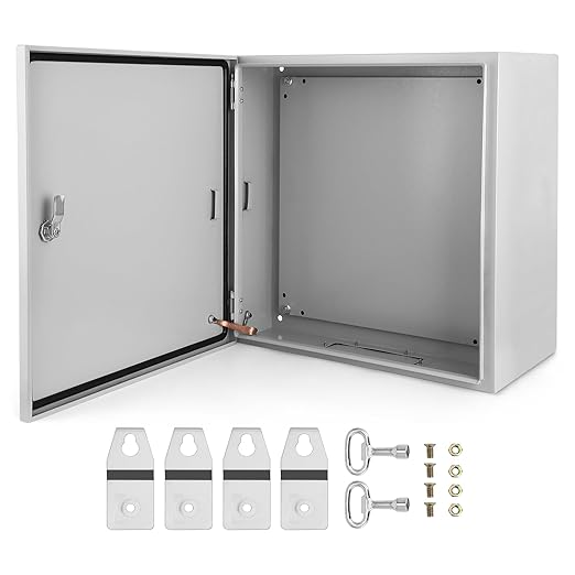 Outdoor Electrical Box, 16x16x8 Steel Junction Box, NEMA 4X Electrical Enclosure Box IP66 Waterproof & Dustproof, Universal Electrical Project Box with Lock & Mounting Plate