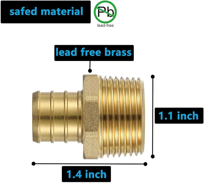 (10 Pack) Lidertik PEX Fittings 3/4 Inch Male NPT Adapter, 3/4" PEX F1807 to 3/4" NPT Male Threaded Adapter Brass