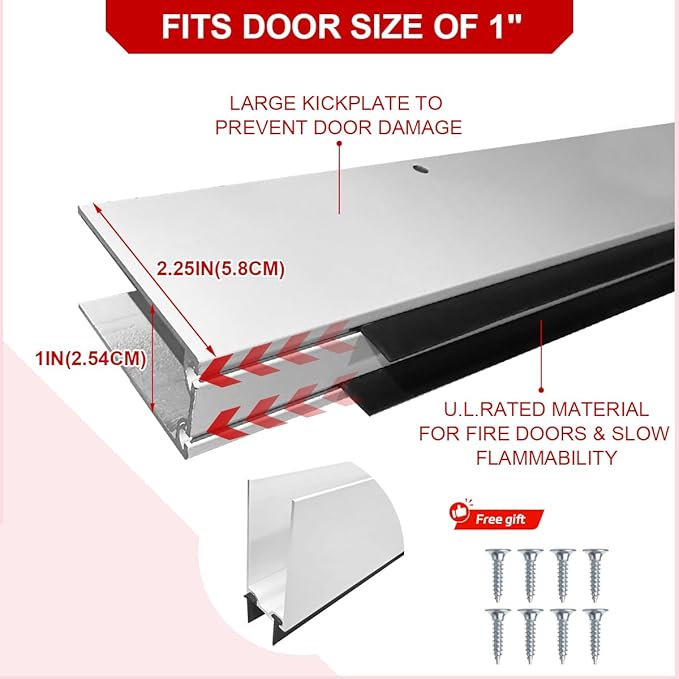 1" x 36" White Aluminum Storm Door Sweep Replacement Weatherproof Bottom Seal for Security Doors (1, Black)