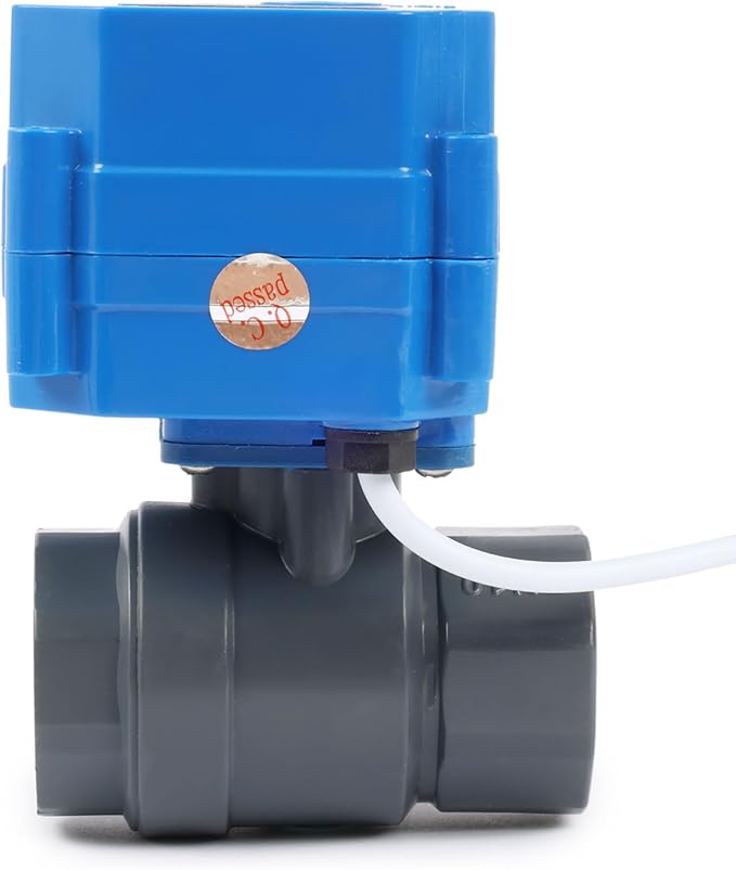 U.S. Solid 3/4" UPVC Motorized Ball Valve - Plastic Electrical Ball Valve with Standard Port, 2 Wire Auto Return, 9-24V AC/DC, Normally Closed