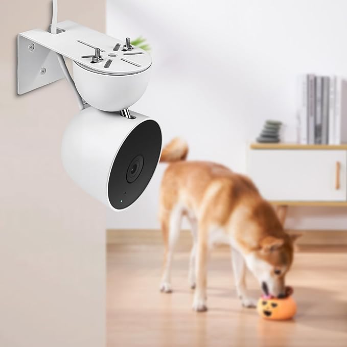 3 Pack Adhesive Metal Nest Camera Mount fits for Google Indoor Nest Security Cam 2nd Generation Wired, Adjustable Wall Mount Camera Bracket Holder for Optimal Viewing Angles, White