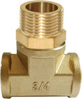 Joywayus Brass Tee Pipe Fitting Barstock 3 Way 3/4" NPT Female x 3/4" NPT Male x 3/4" NPT Female Hose Fitting