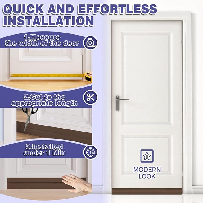 Door Draft Stopper,Adjustable Door Sweep for Bottom of Door,Silicone Weather Stripping Door Bottom Seal Blocker Air Noise,Under Door Gap Filler for Interior/Exterior Doors(Brown, 39inch)
