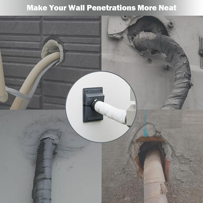 HVAC Wall Penetration Cover & Line-Set Cover Kit, AC Line-Set Insulation Protector, Easy Install Split Cover Wall Sleeve, Outlet Retrofit for Indoor & Outdoor Air Conditioner Systems (Grey)