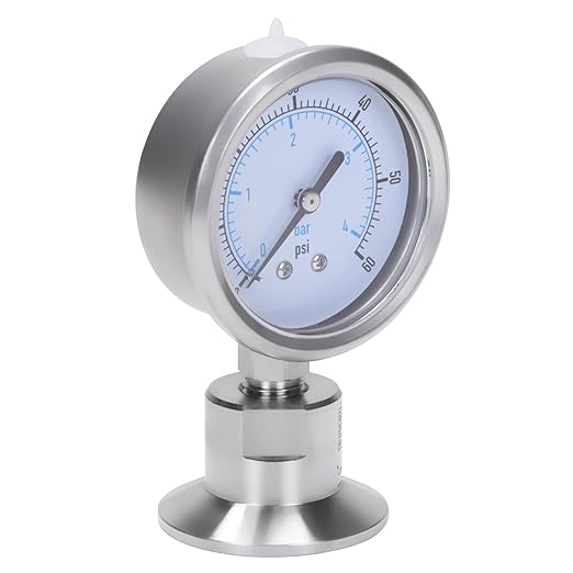DERNORD Sanitary Pressure Gauge SS304, 2.5" Dial, 0-60 PSI, 1.5" Tri Clamp Bottom Mount