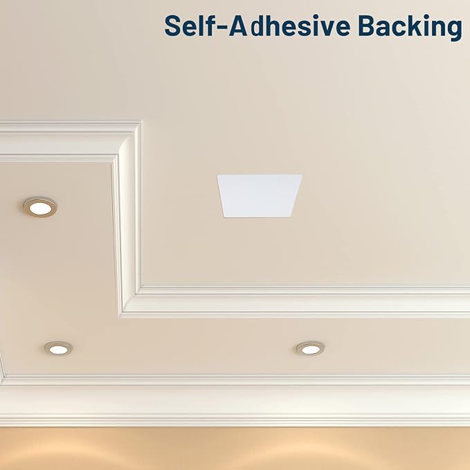 Sosation 6 Pcs Square Plastic Flat Blank Plate Wall Hole Cover Ceiling Cover Plate with 48 Pcs Double Faced Adhesive Tape for Ceilings or Wall (10 Inch)