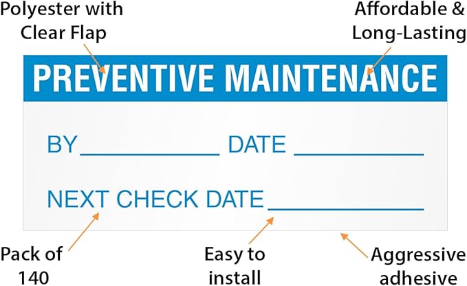 SmartSign Preventive Maintenance Labels by/Date/Next | 1.5" x 0.625" Polyester Vinyl, Pack of 140, Made in USA
