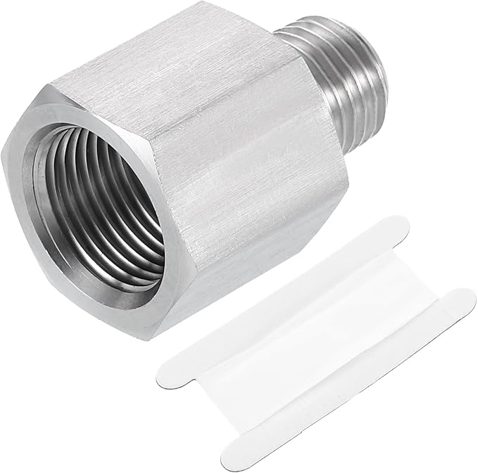 uxcell Pipe Fitting Reducing Adapter, 1/4" NPT Male x G3/8" Female 304 Stainless Steel Reducer Connector for Water Oil Air Pressure Gauge, Silver