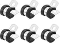 uxcell 3/8"(10mm) Cable Clamp, 304 Stainless Steel Rubber Cushioned Insulated R Shape Metal Clamp Tube Holder for Pipe Hose Wire Cord Installation 6Pcs