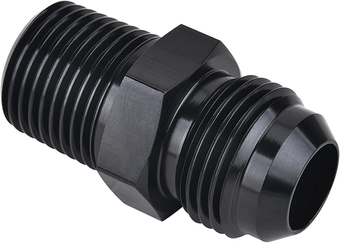 EVIL ENERGY 8AN Male Flare to 3/8" NPT Pipe Fitting Adapter Aluminum Straight Black 4PCS