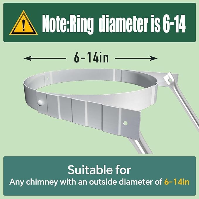 Stainless Steel Extended Roof Chimney Support Kit, 6-14" Adjustable Extended Roof Brace, Chimney Stove Pipe Support Provide Stability Against Wind and Snow（Silver）