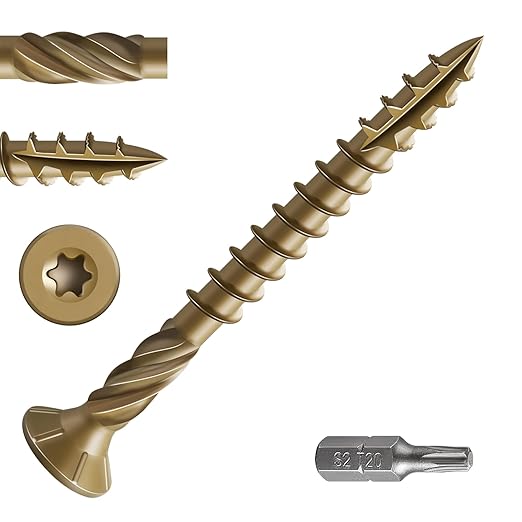 #8 * 2" Deck Screws, (155pcs) 1 lbs.Exterior Wood Screws, Rust Resistant Epoxy Coated, Bronze, T20 Star Bit