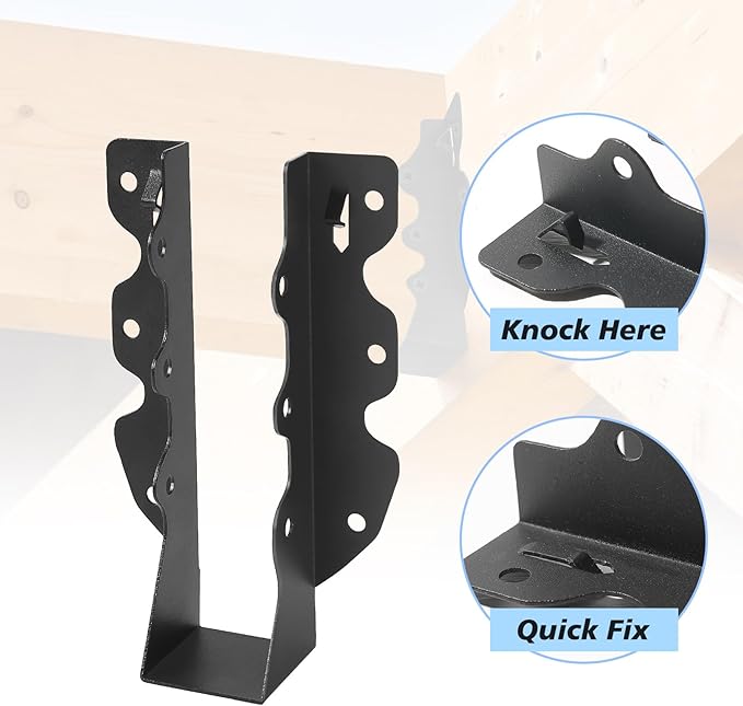 24 Pcs 2"x 8" Joist Hanger,Q235B Steel Face Mount Joist Hangers,Black Powder Coated Hurricane Ties for Rafter, Rafter Brackets for Floor, Deck and Ceiling Joists