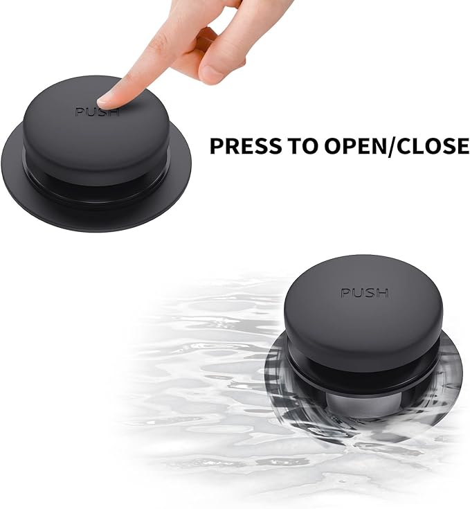 Matte Black Bath Tub Drain and Overflow Kit, Universal All Metal Tip-Toe Bathtub Drain Replacement Kit with Fine/Coarse Thread