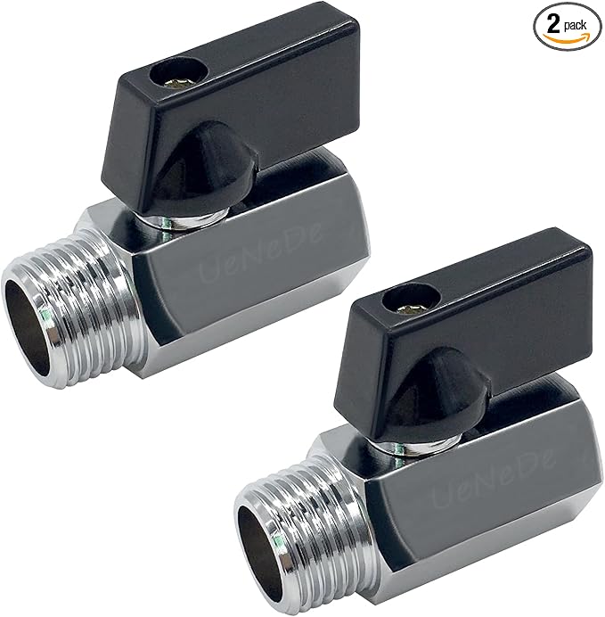 2PCS 3/8 Inch NPT Chrome Plated Brass Mini Ball Valve, 3/8" NPT Female to 3/8" NPT Male Thread Shut-off Valve with Operation Handle Pipe Threaded Fittings for Water/Oil/Gas