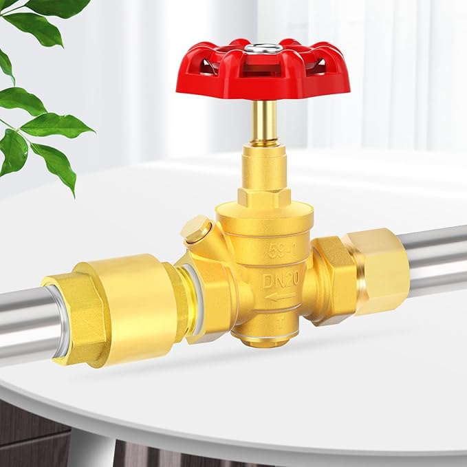 GASHER 3/4" Water Pressure Reducing Valve with Gauge Port 1/4", Brass Water pressure regulating valve for home