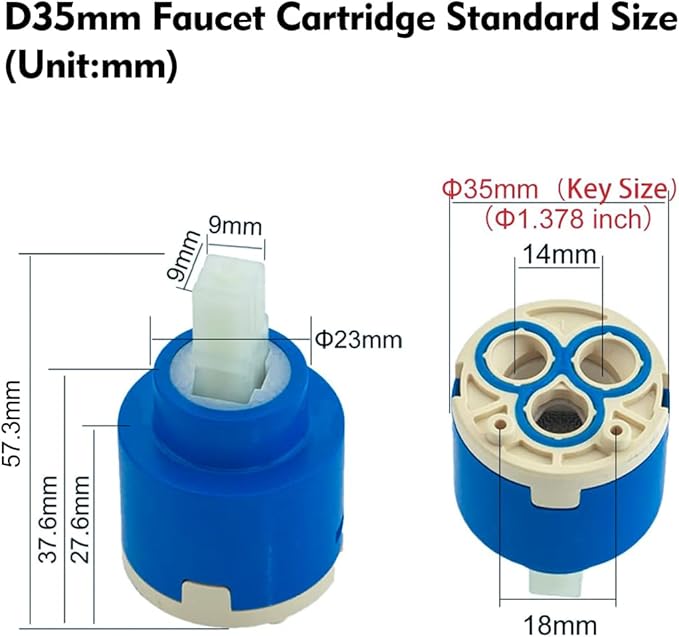 35mm Ceramic Faucet Cartridge, N35DW Set of 5, Replacement for Single Handle Faucet Part, 974-044 2-3/8 in. Hot and Cold for Pfist Series and Classic Collection Single-Handle Faucets