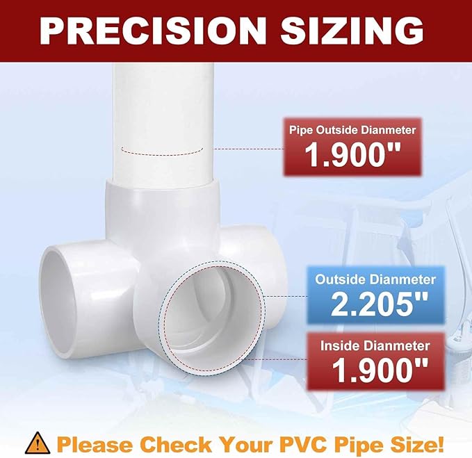 8Pcs 1 1/2" Elbow PVC Fitting, SCH40 4-Way Tee Furniture Grade PVC Pipe Fitting, DIY Corner Elbow Connector for Building Furniture, Greenhouse Frame Connection, Socket x Socket