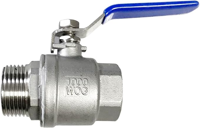 1" Male to Female Thread Full Port Ball Valves NPT 304 Stainless Steel for Water Oil Gas WOG1000 (Pack of 2)