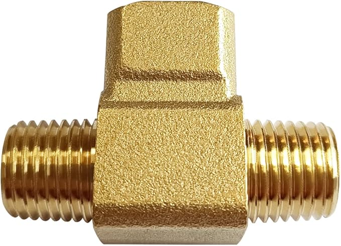 2PCS Brass Tee Pipe Fitting 1/4" NPT Male x 1/4" NPT Female x 1/4" NPT Male for Water/Oil/Gas