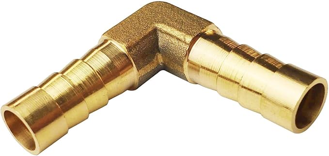 2PCs 5/16" Brass Hose Barb Fitting 90 Degree Elbow Barbed Splicer Mender Union Fitting with 4PCs Hose Clamp for Oil Water Air