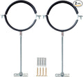 2 Sets Premium 4 Inch Adjustable Pipe Metal Bracket，Heavy Duty Galvanized Iron Stove Pipe Hanger Strap，Wall Support Chimney Round Split Ring Dryer Vent Hose Duct PVC Holder，with All Mounting Screws