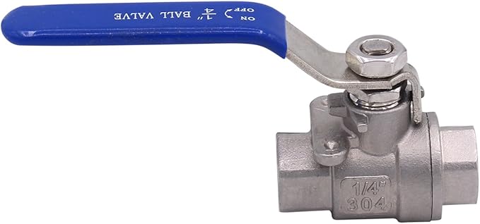DERNORD Ball Valve Stainless Steel 304 3/8" NPT Heavy Duty for Water, Oil, and Gas with Blue Locking Handles (Pack of 2)