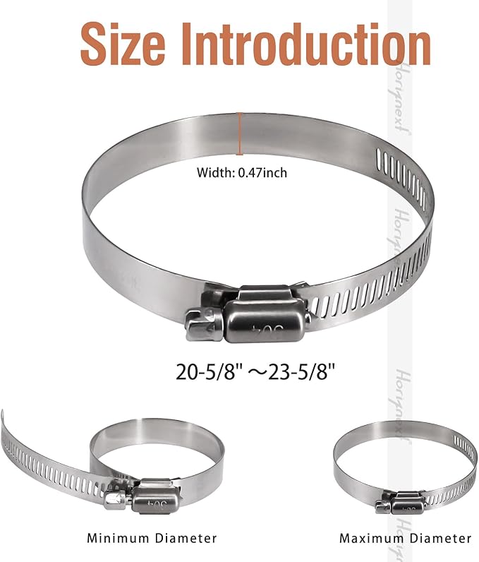 22 inch stainless steel hose clamp, adjustable metal worm gear assortment kit for water pipe (2 pcs)
