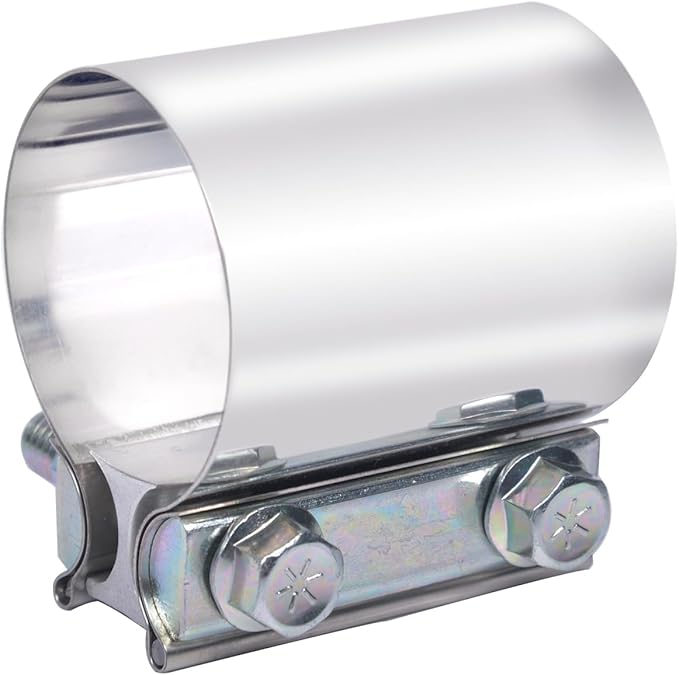 3 inch Exhaust Lap Joint Butt Clamp, Stainless Steel 3" Muffler Band Clamp fit over OD 3 inch Pipes