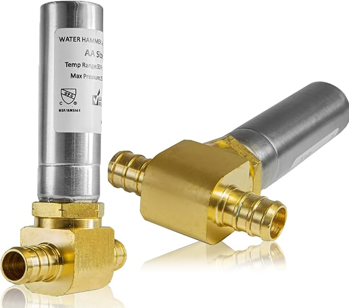 Water Hammer Arrestor,1/2Inch Tee Stainless Steel Water Arrestor,Pex Crimp Connection(2PACK,Stainless Steel Arrestor)(HAMMER011-2Pack)