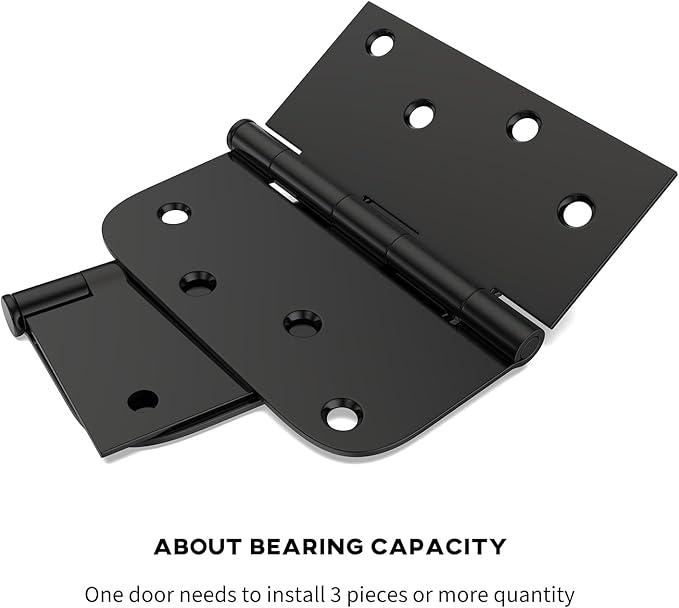 18 Pack goldenwarm 4in Black Door Hinges Interior Door Hinges Black Matte 4 x 4 Inch with Square & Round Corners, Iron Material