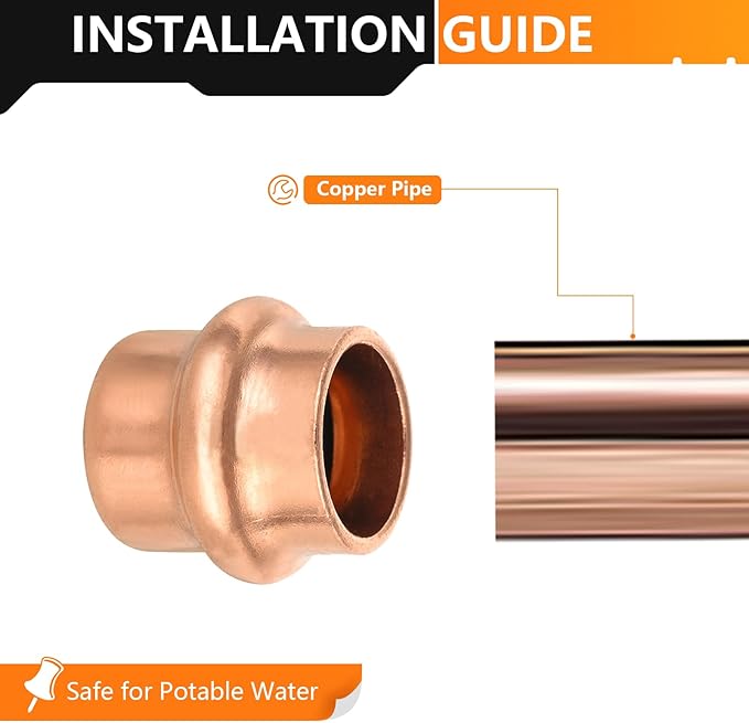20-Pack HeSun Copper Press End Cap(Plug), 1/2" Pressure Fittings, Press Fit for Copper Tube Connection(PRESS020-20)