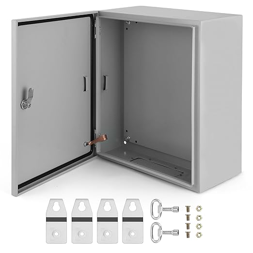 Outdoor Electrical Box,20x16x10 Steel Junction Box, NEMA 4X Electrical Enclosure Box IP66 Waterproof & Dustproof, Universal Electrical Project Box with Lock & Mounting Plate