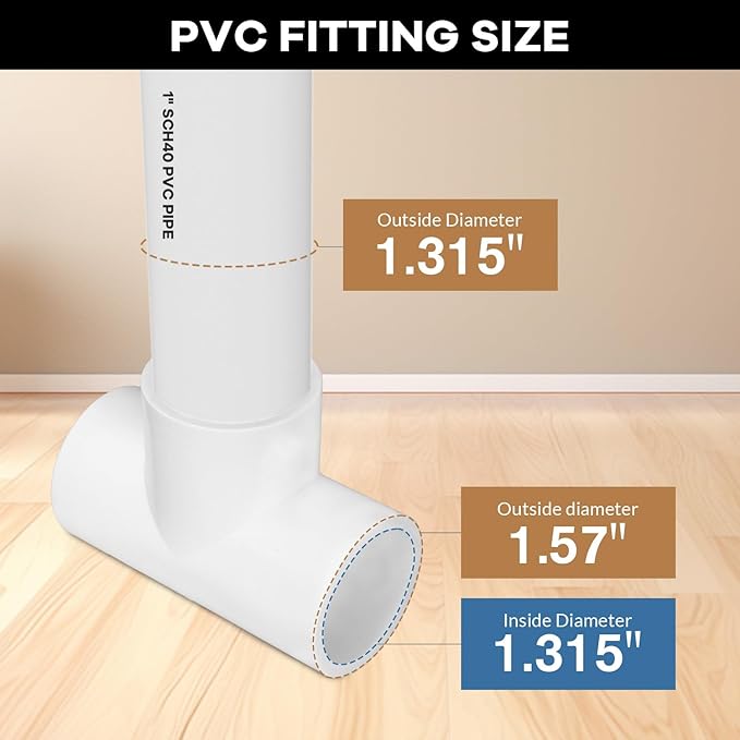 16-Packs 1 inch Tee PVC Fitting 3 Way Furniture Grade Pipe Elbow Connector for DIY PVC Shelf Greenhouse Pipe Fittings