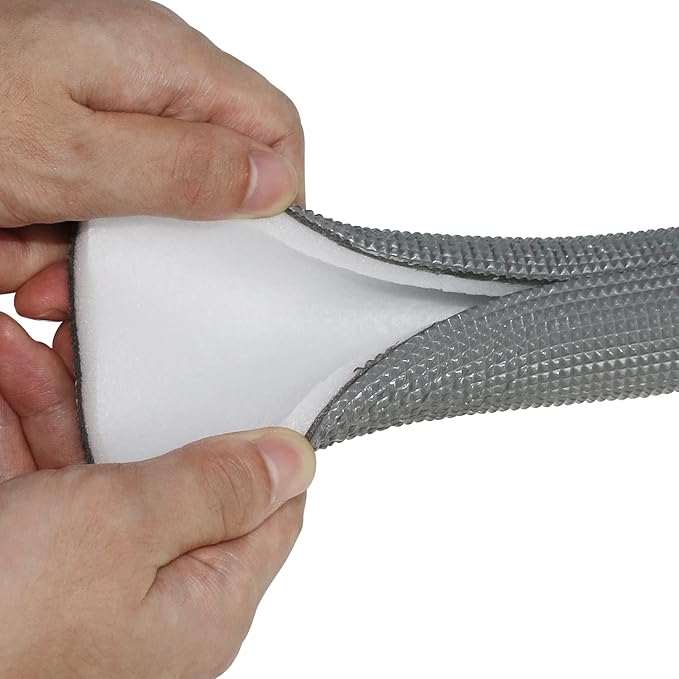Pipe Insulation Tubing, BESUNTEK 6ft Heat Preservation Insulated Foam Tubing Handle Grip Support, for Water Pipes, air Conditioning Pipes (0.98" × 0.39", Grey, BESUNTEK-121)