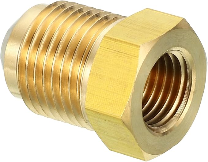 PATIKIL 1/4 Inch Female Flare x 3/8 Inch Male Flare Connectors, SAE 45 Degree Flare Brass Adapter Flare Pipe Fitting for Air Gas Line Refrigeration HVAC